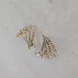 Kenneth Jay Lane Gold and Silver Art Deco Earrings